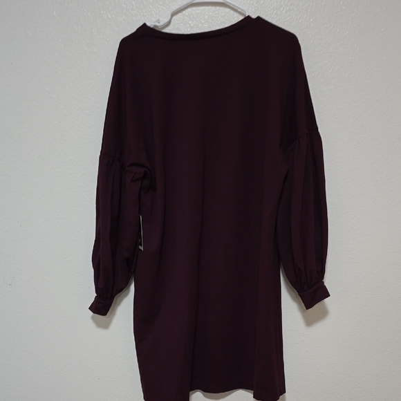 Express Red Sheath Dress with V-Neck and Bishop Sleeves - Picture 5 of 6